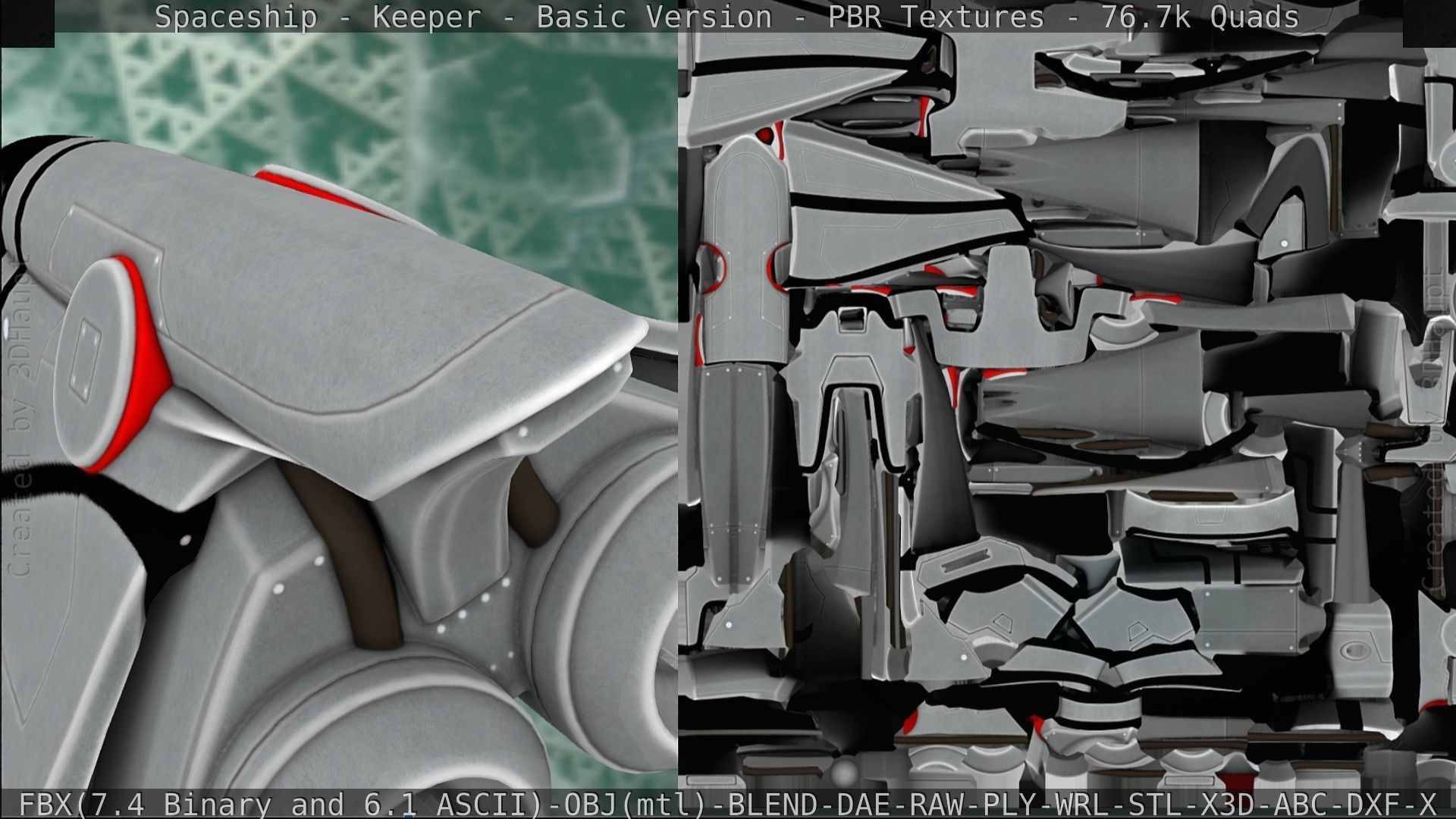 Spaceship  - Keeper - Basic Version Low-poly 3D model_195