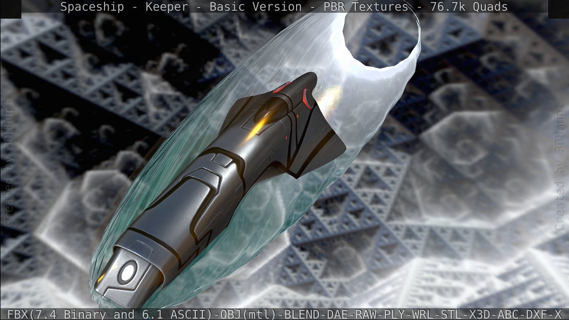 Spaceship  - Keeper - Basic Version Low-poly 3D model_321