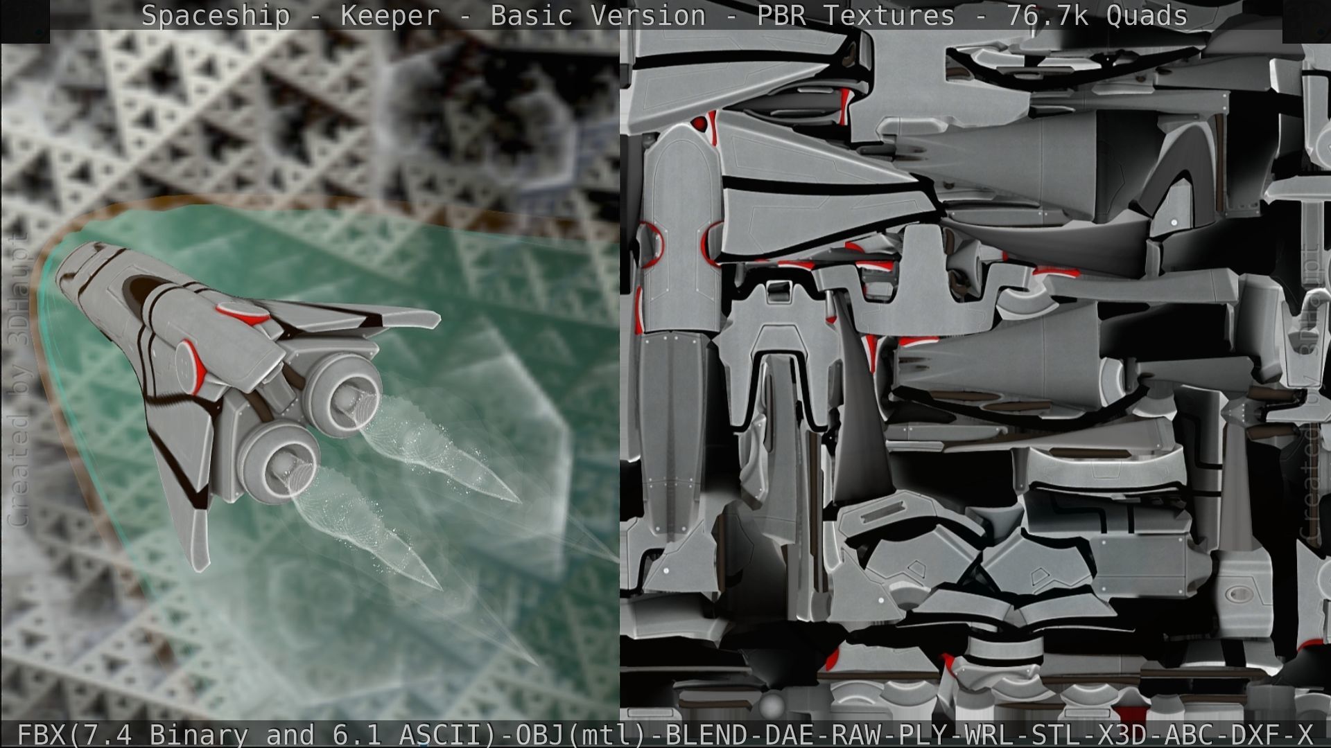 Spaceship  - Keeper - Basic Version Low-poly 3D model_198