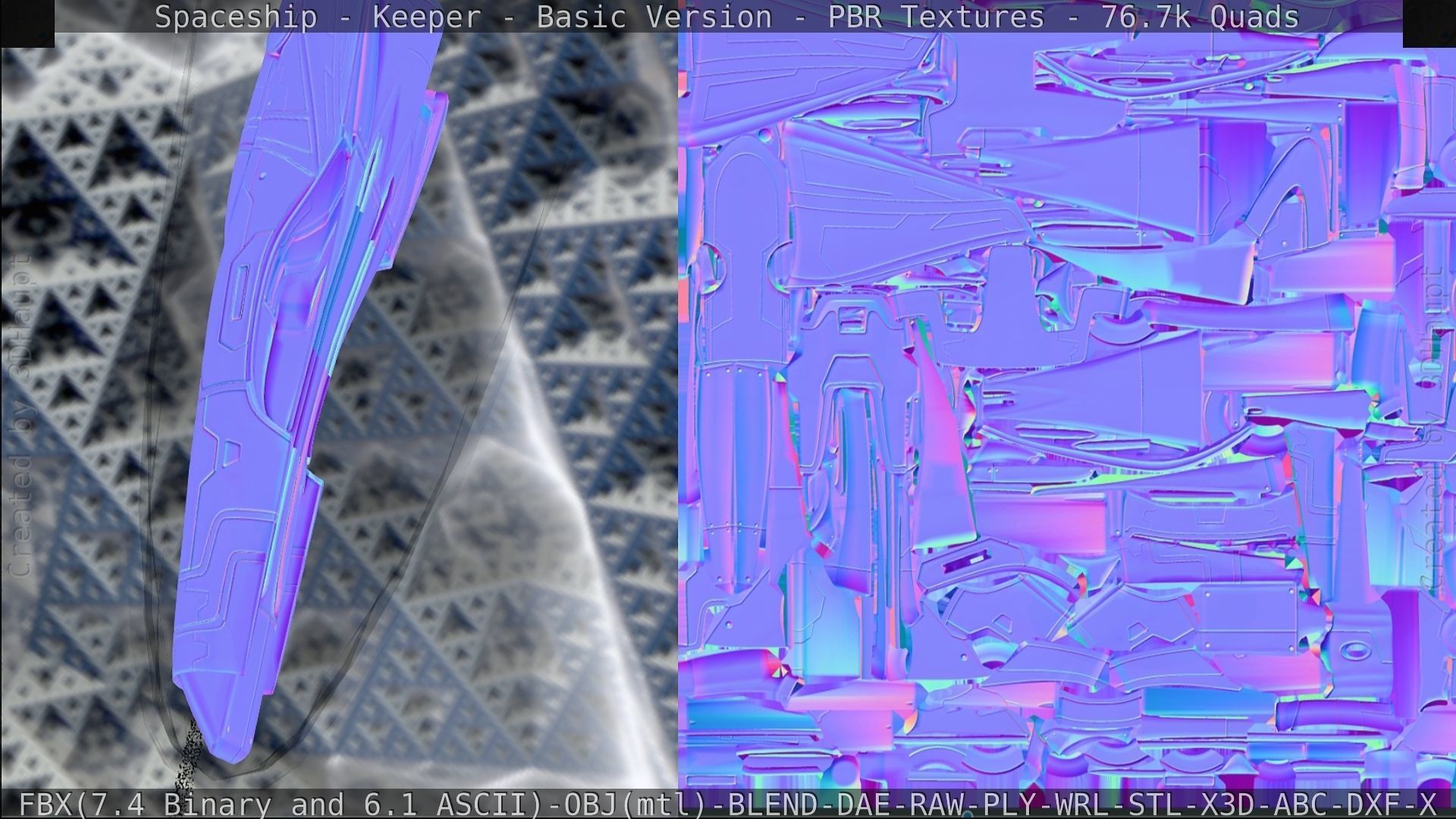 Spaceship  - Keeper - Basic Version Low-poly 3D model_265