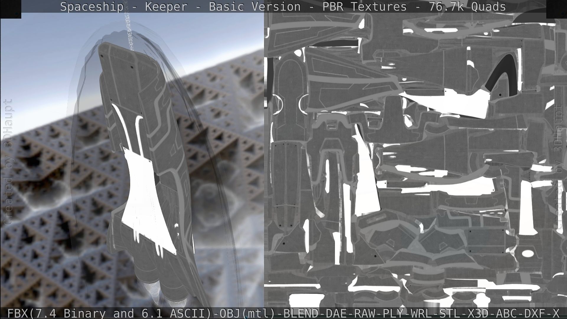 Spaceship  - Keeper - Basic Version Low-poly 3D model_229