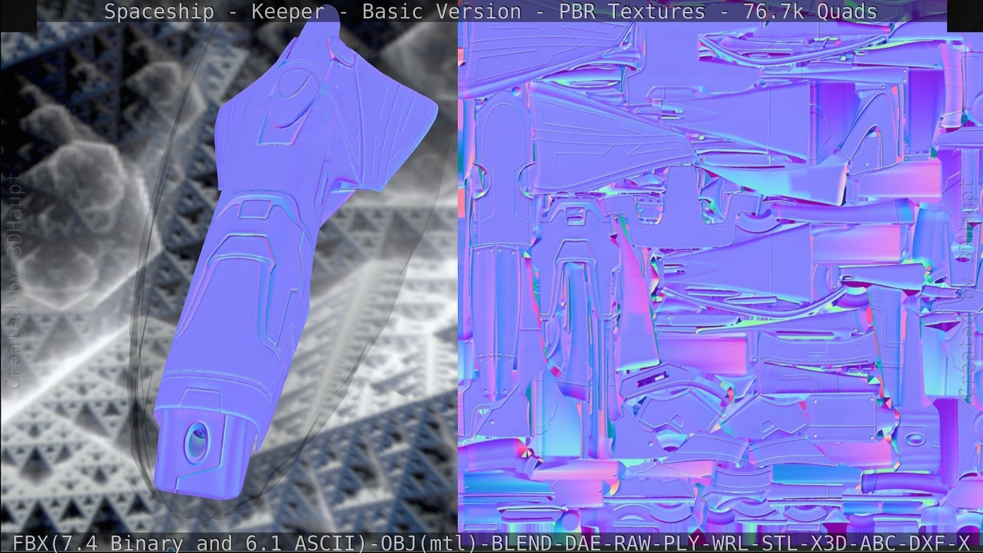 Spaceship  - Keeper - Basic Version Low-poly 3D model_252