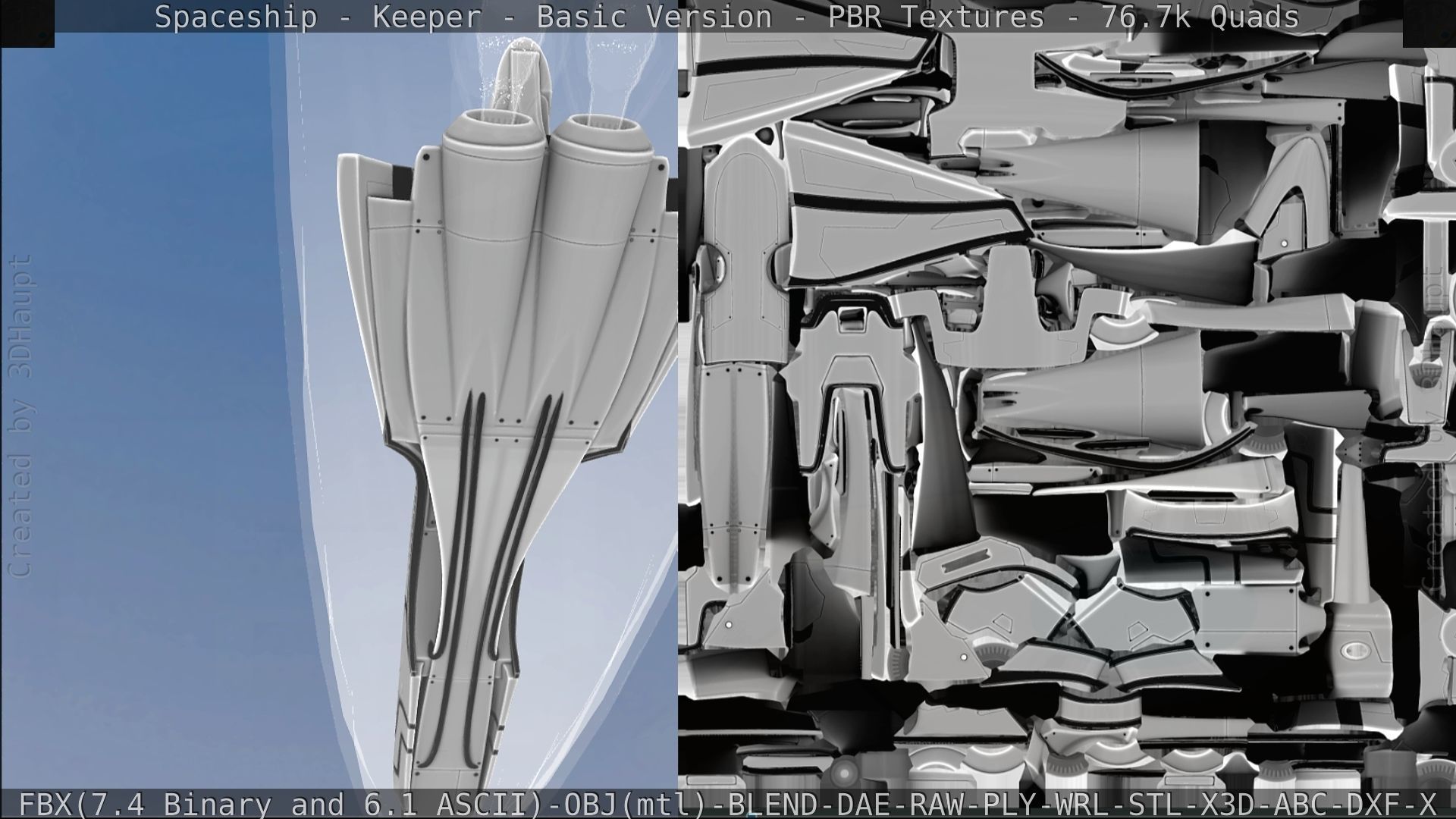 Spaceship  - Keeper - Basic Version Low-poly 3D model_291