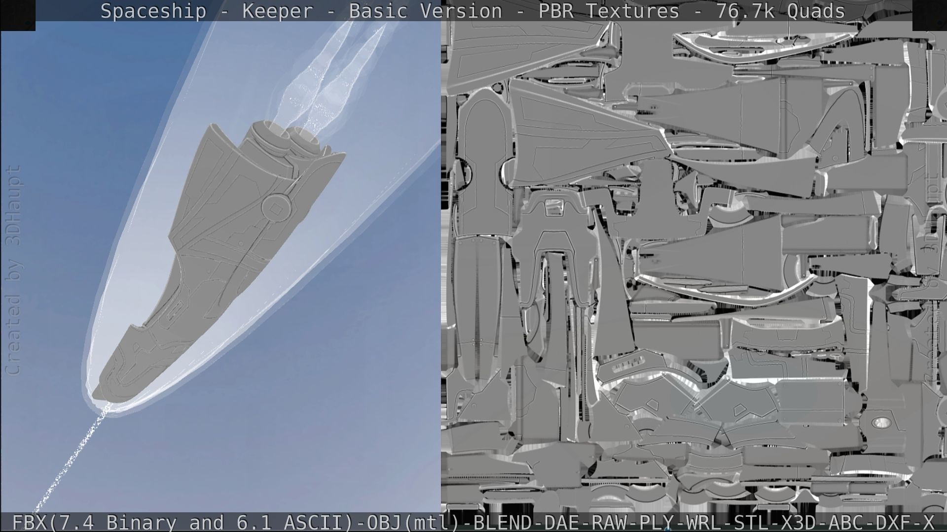 Spaceship  - Keeper - Basic Version Low-poly 3D model_295