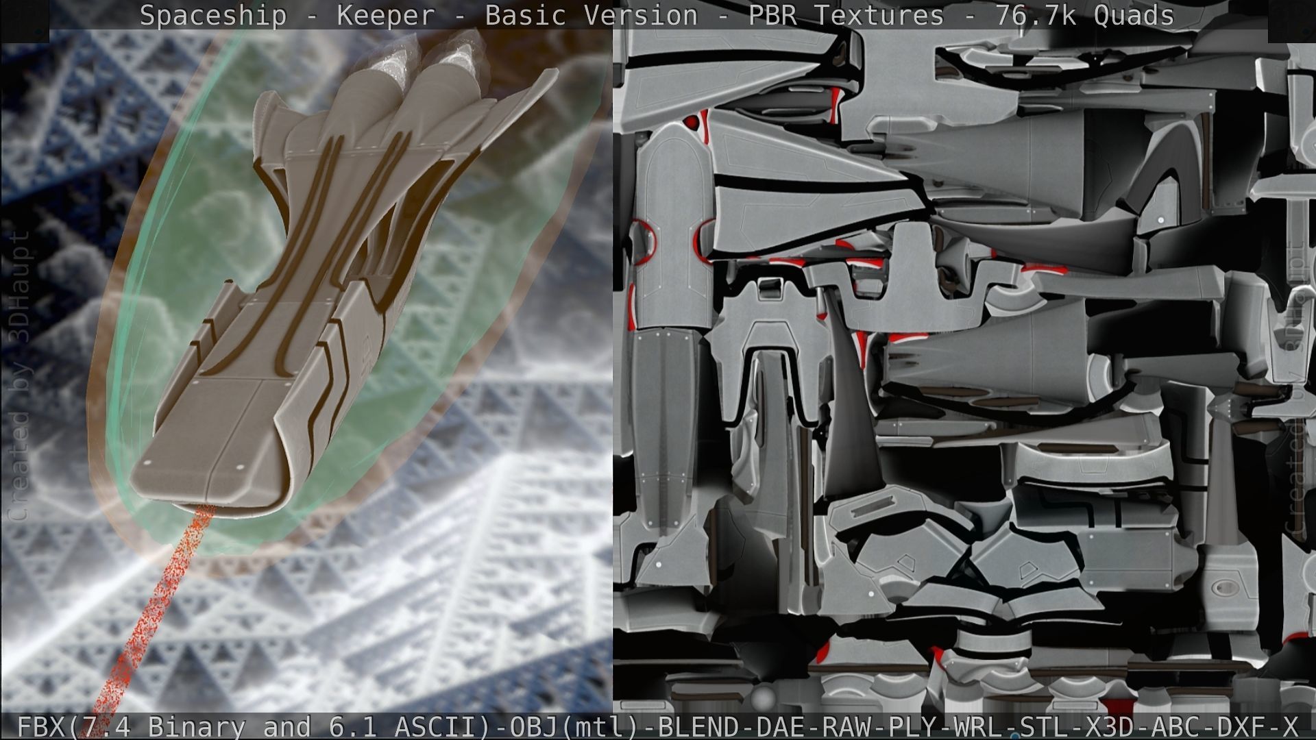 Spaceship  - Keeper - Basic Version Low-poly 3D model_210