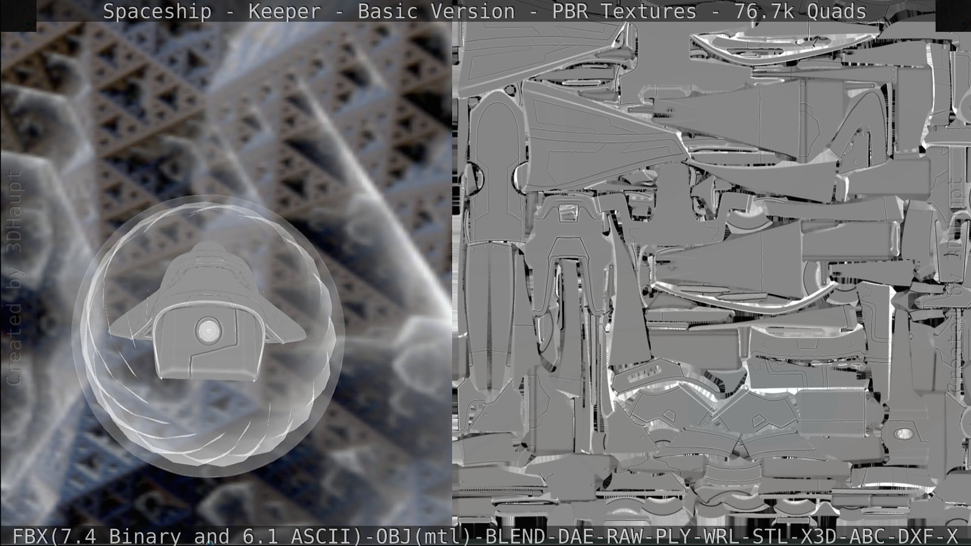 Spaceship  - Keeper - Basic Version Low-poly 3D model_313