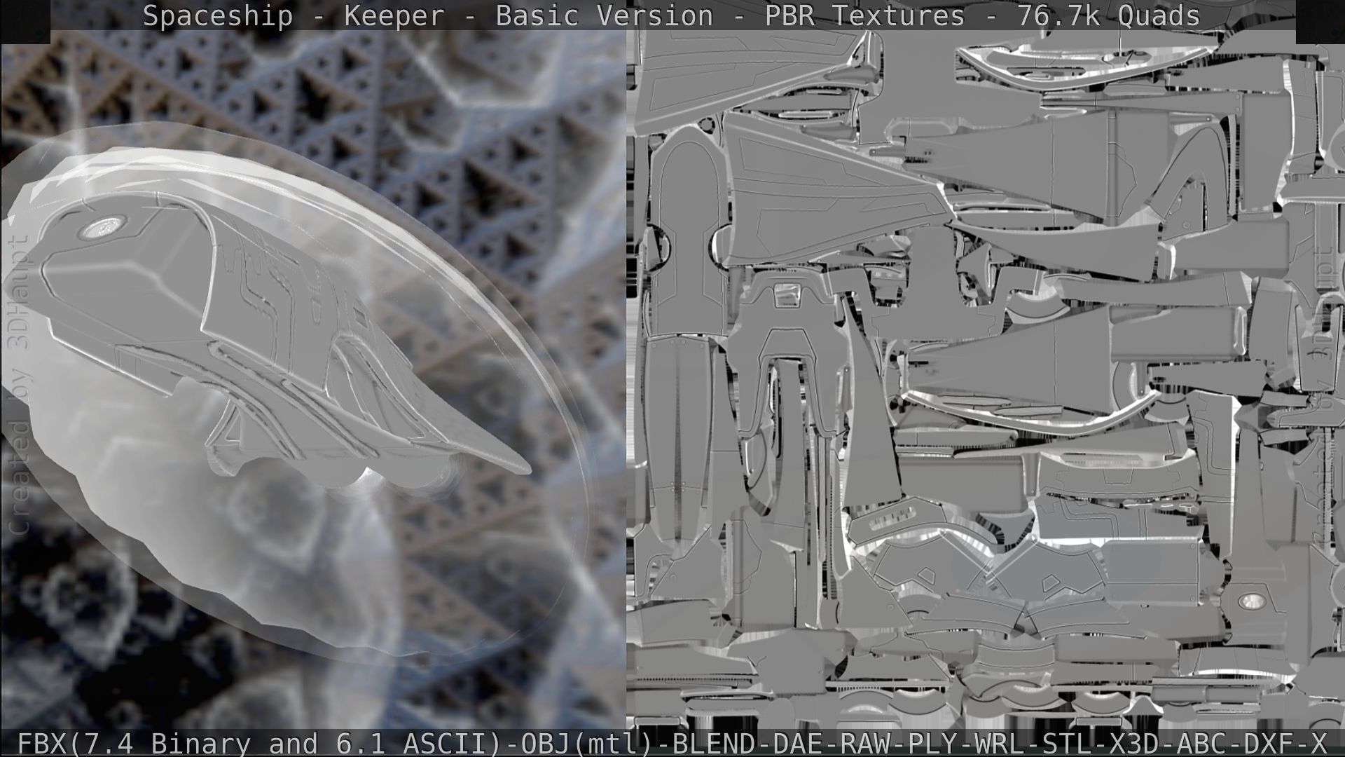 Spaceship  - Keeper - Basic Version Low-poly 3D model_304