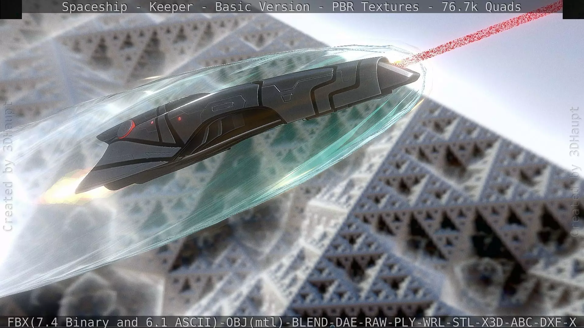 Spaceship  - Keeper - Basic Version Low-poly 3D model_0