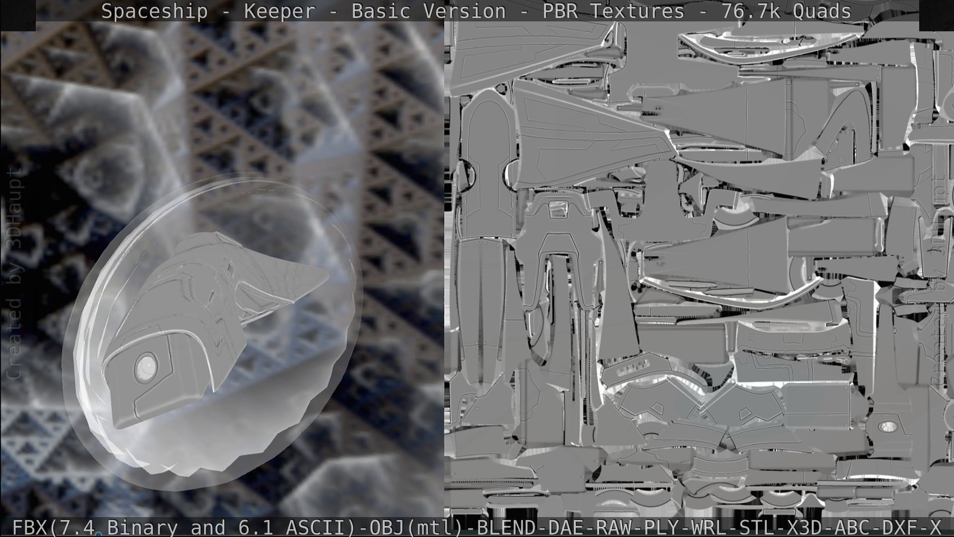 Spaceship  - Keeper - Basic Version Low-poly 3D model_310