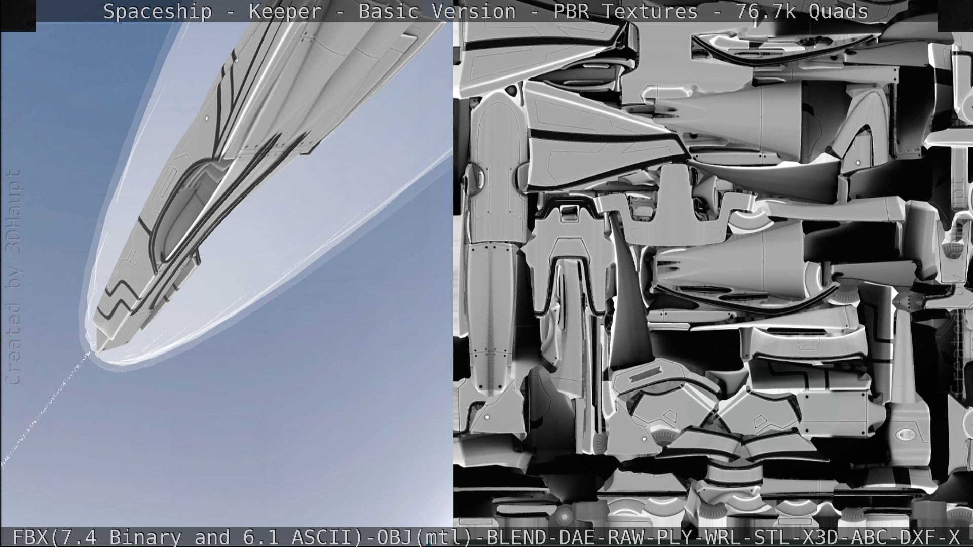 Spaceship  - Keeper - Basic Version Low-poly 3D model_288