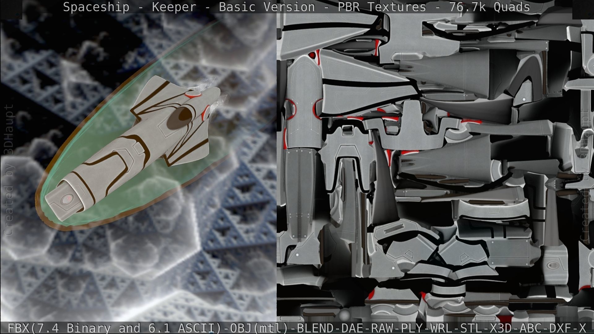 Spaceship  - Keeper - Basic Version Low-poly 3D model_196