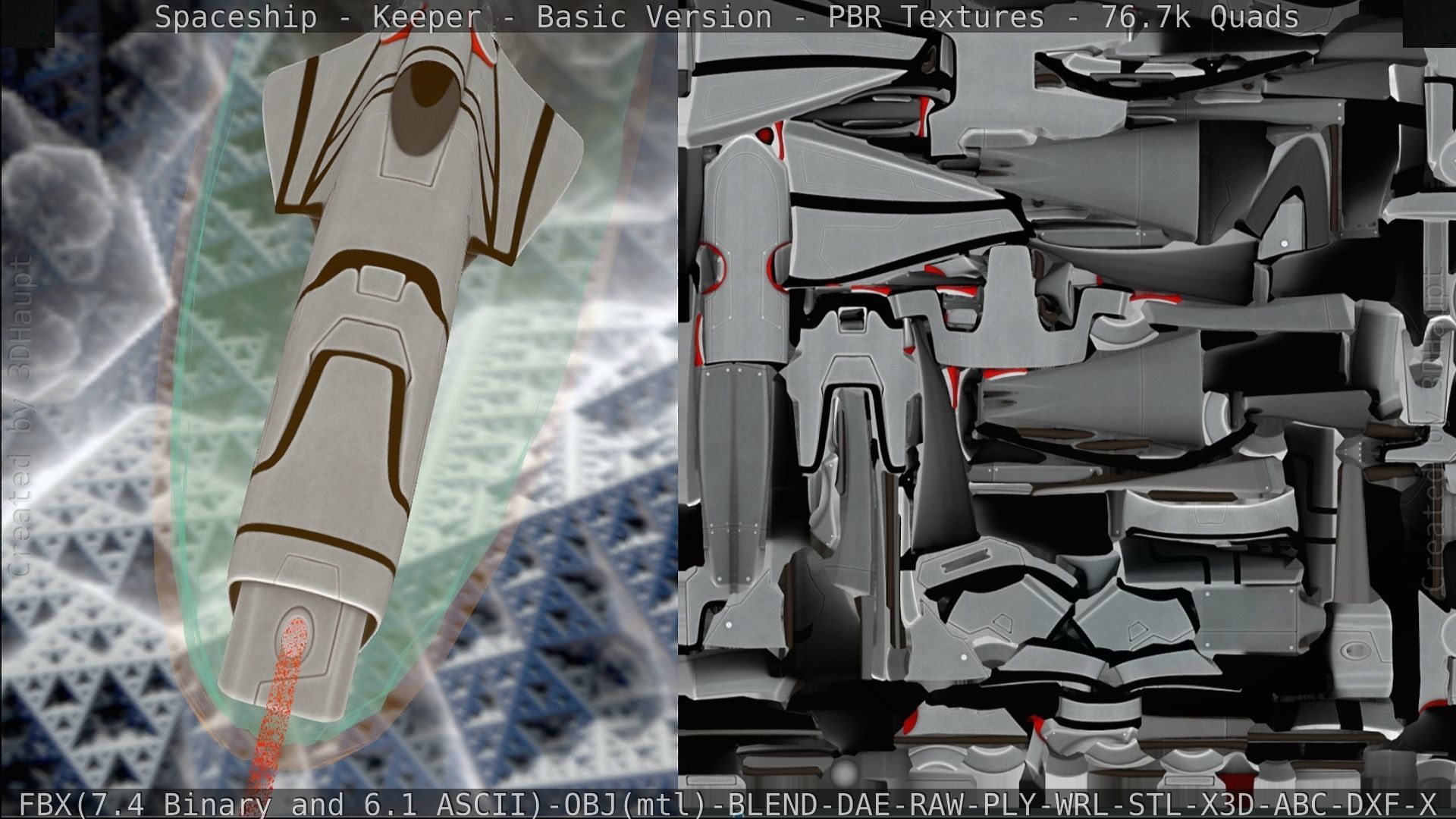 Spaceship  - Keeper - Basic Version Low-poly 3D model_201