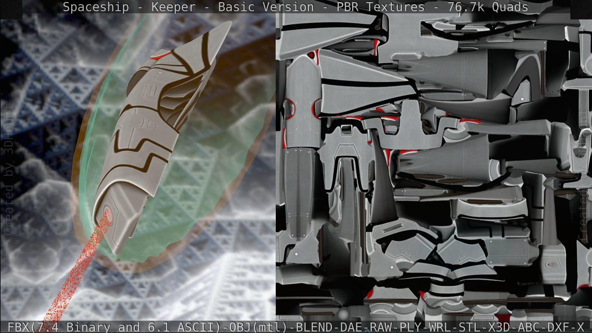 Spaceship  - Keeper - Basic Version Low-poly 3D model_203