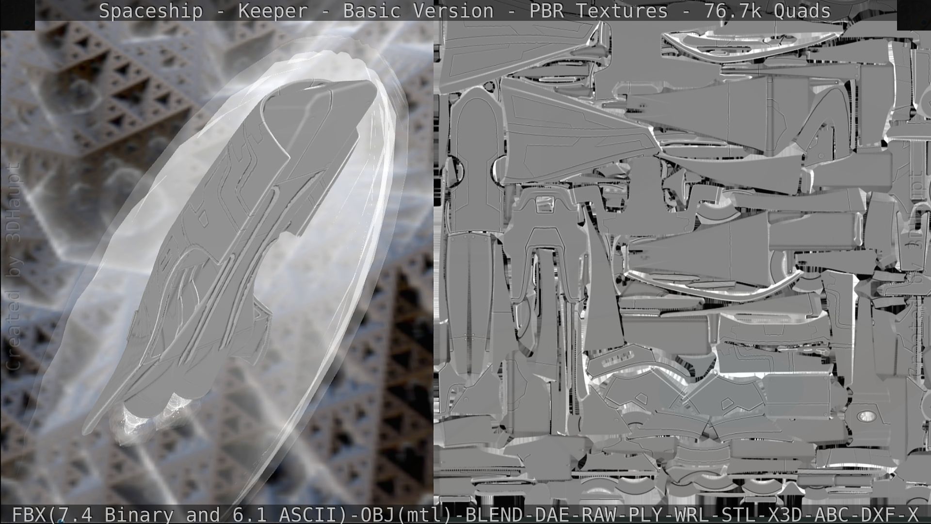 Spaceship  - Keeper - Basic Version Low-poly 3D model_308