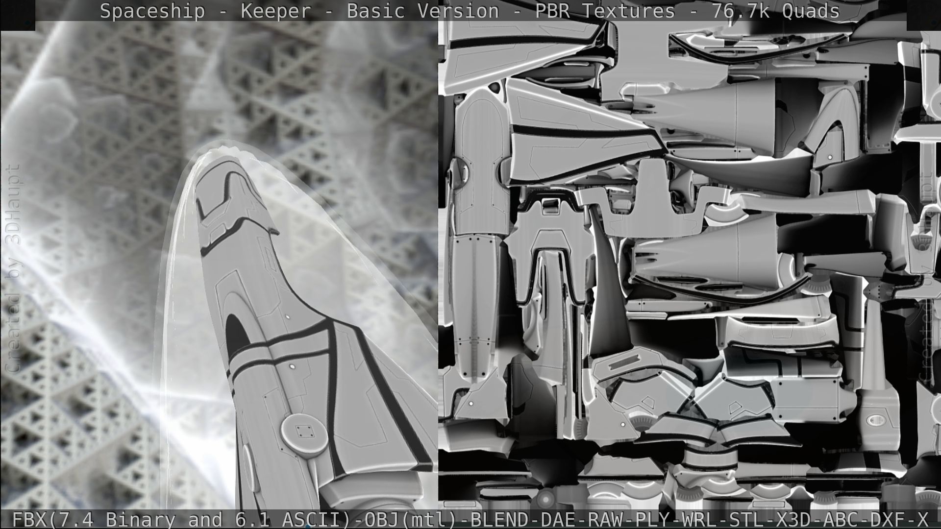 Spaceship  - Keeper - Basic Version Low-poly 3D model_286