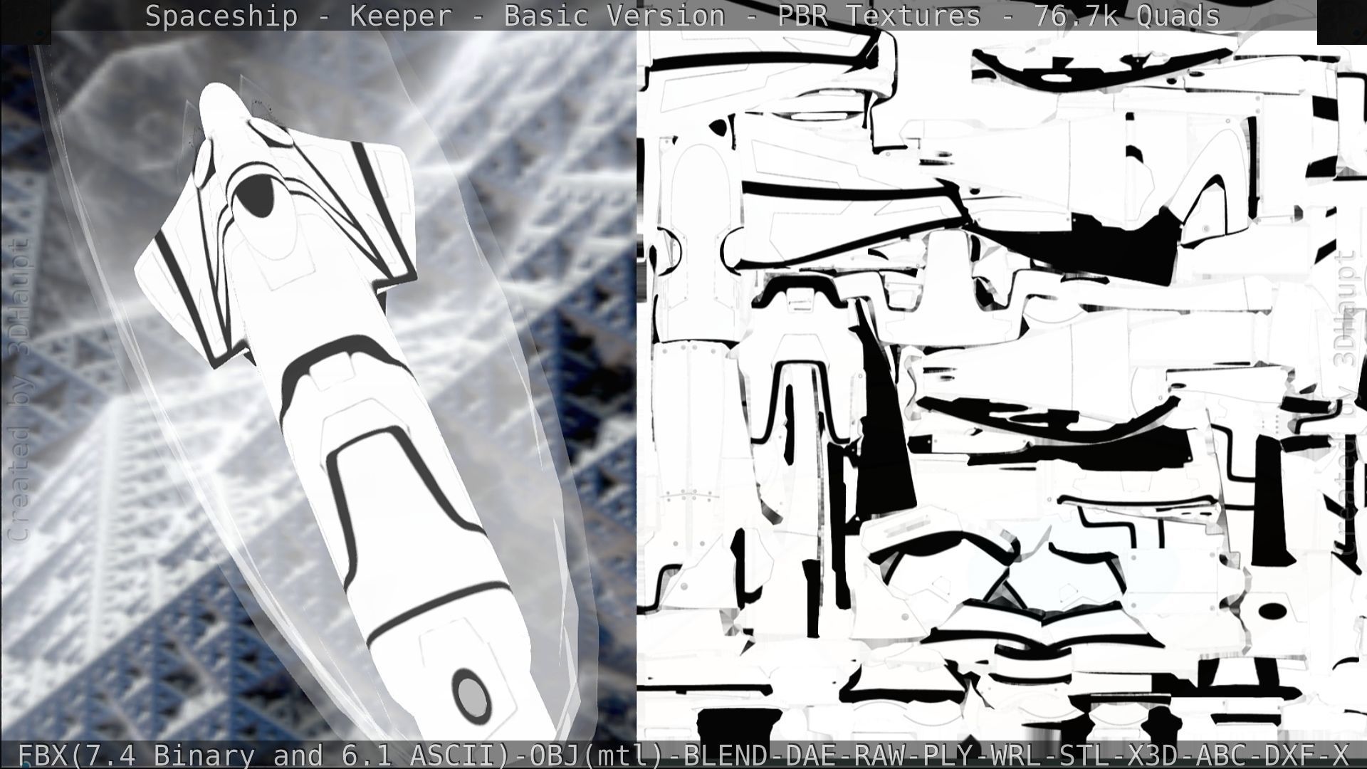 Spaceship  - Keeper - Basic Version Low-poly 3D model_221