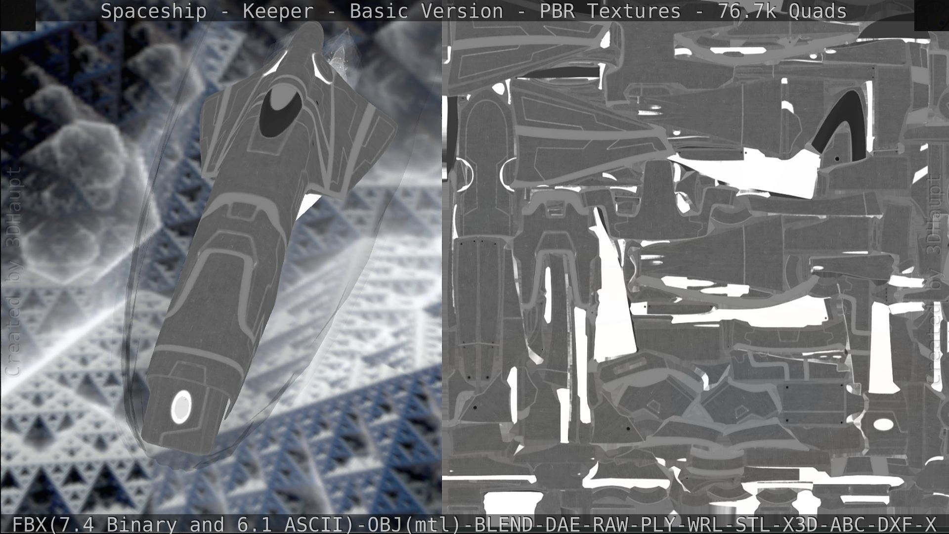 Spaceship  - Keeper - Basic Version Low-poly 3D model_248