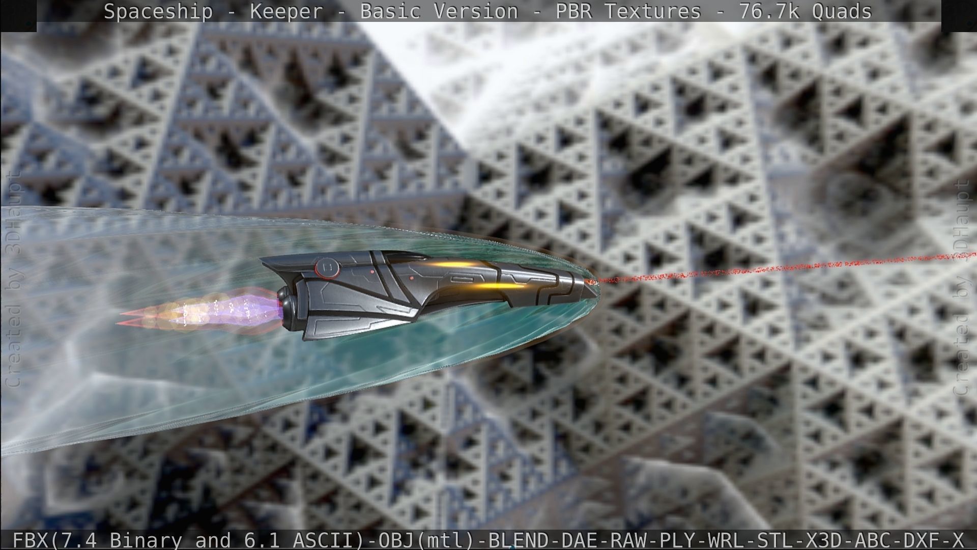 Spaceship  - Keeper - Basic Version Low-poly 3D model_329