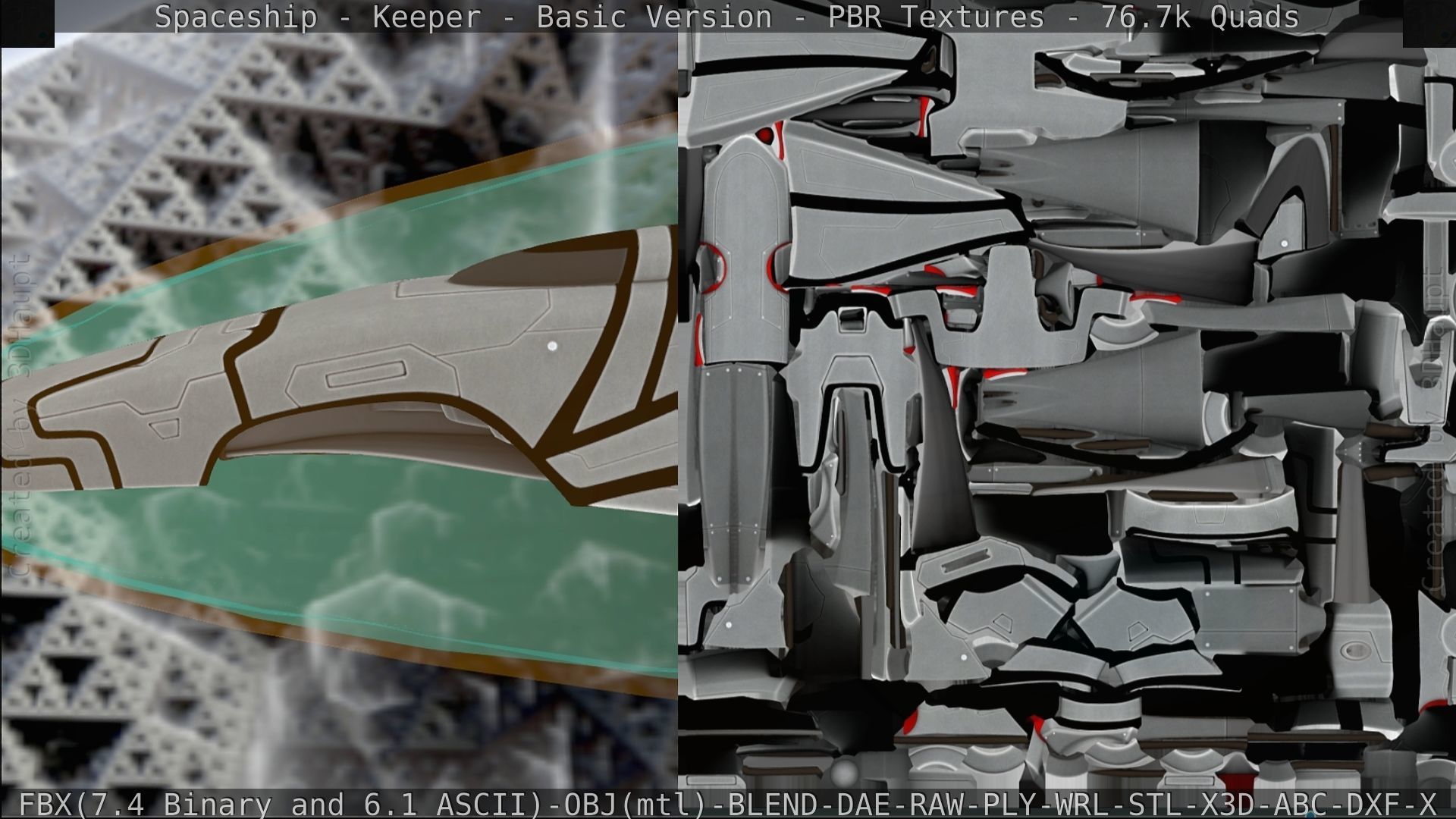 Spaceship  - Keeper - Basic Version Low-poly 3D model_314