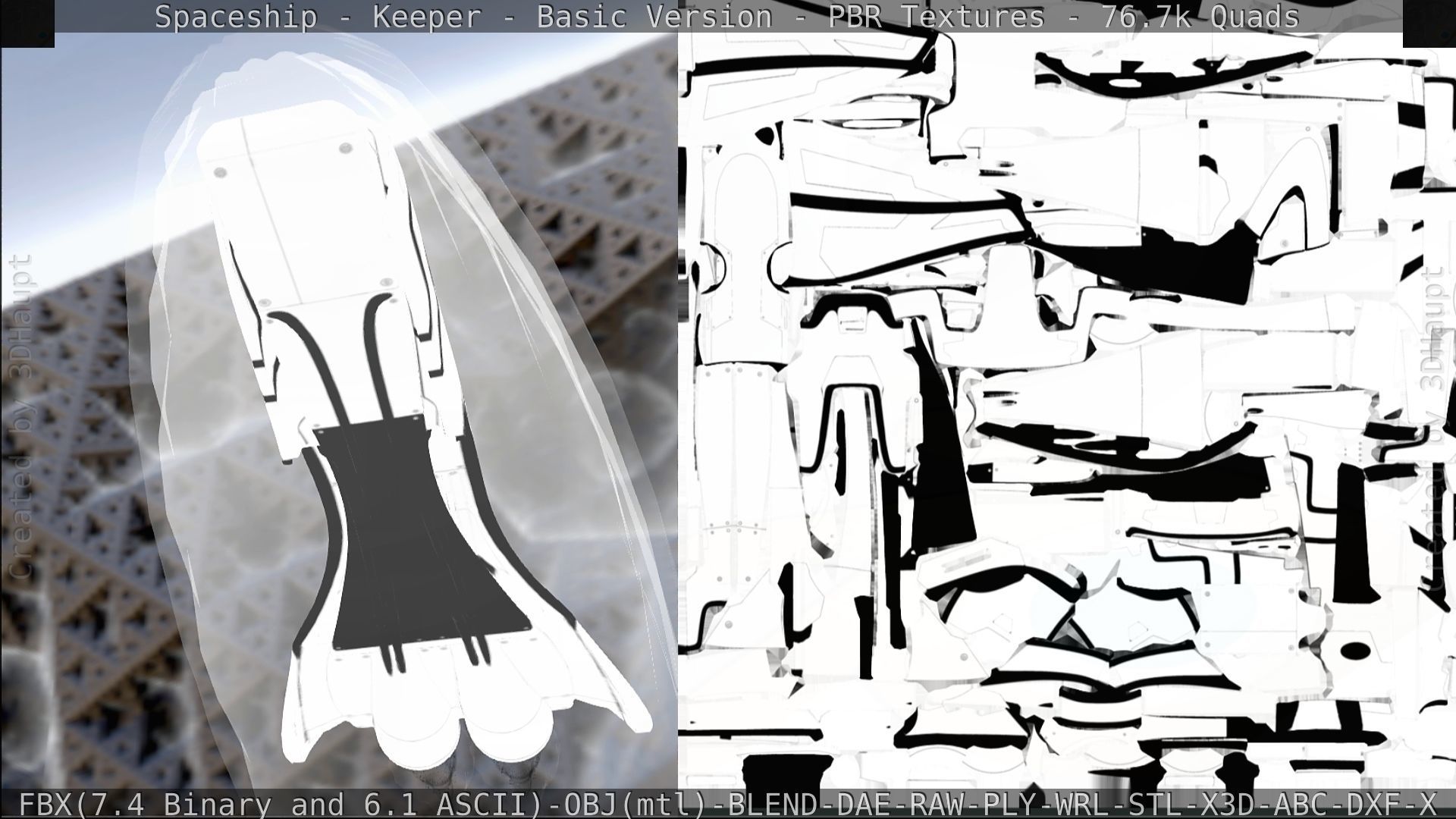 Spaceship  - Keeper - Basic Version Low-poly 3D model_215