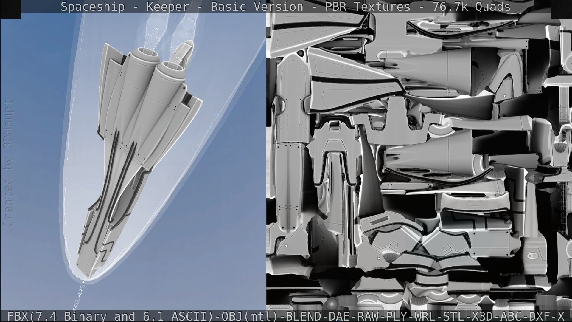 Spaceship  - Keeper - Basic Version Low-poly 3D model_292