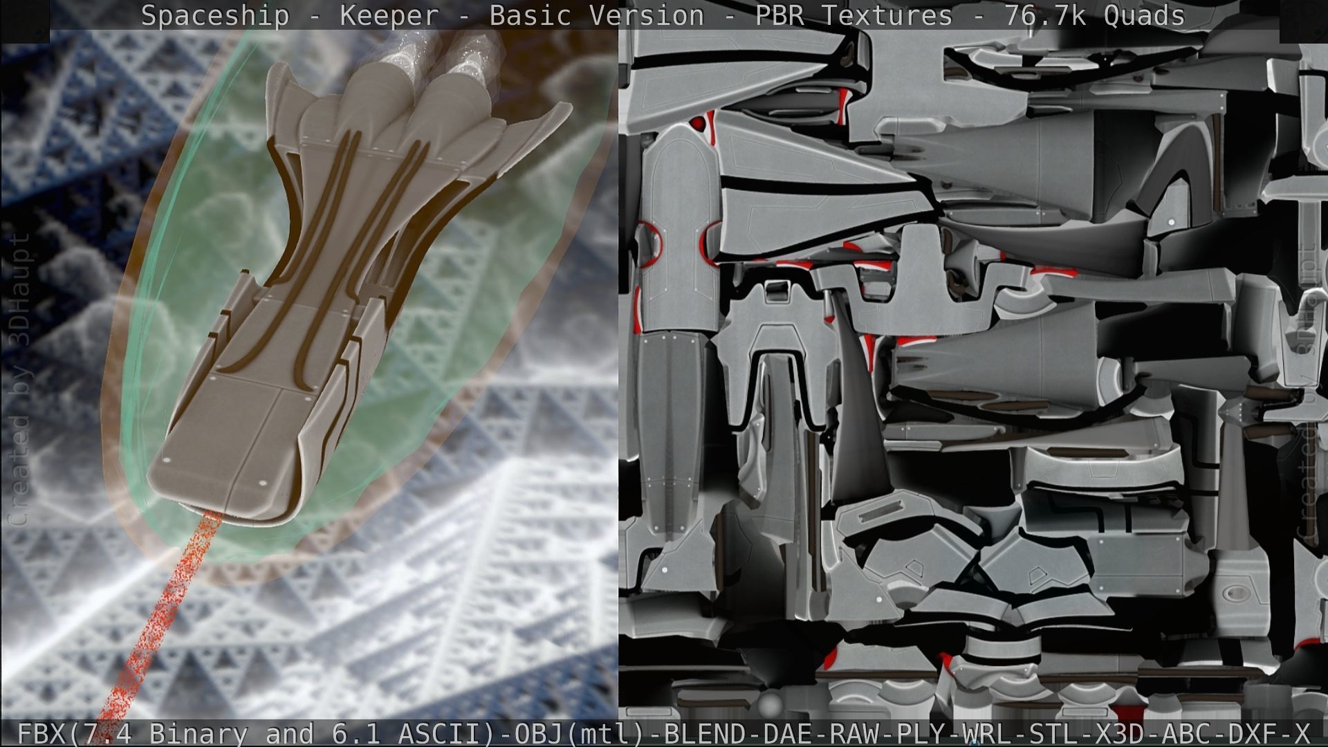 Spaceship  - Keeper - Basic Version Low-poly 3D model_207