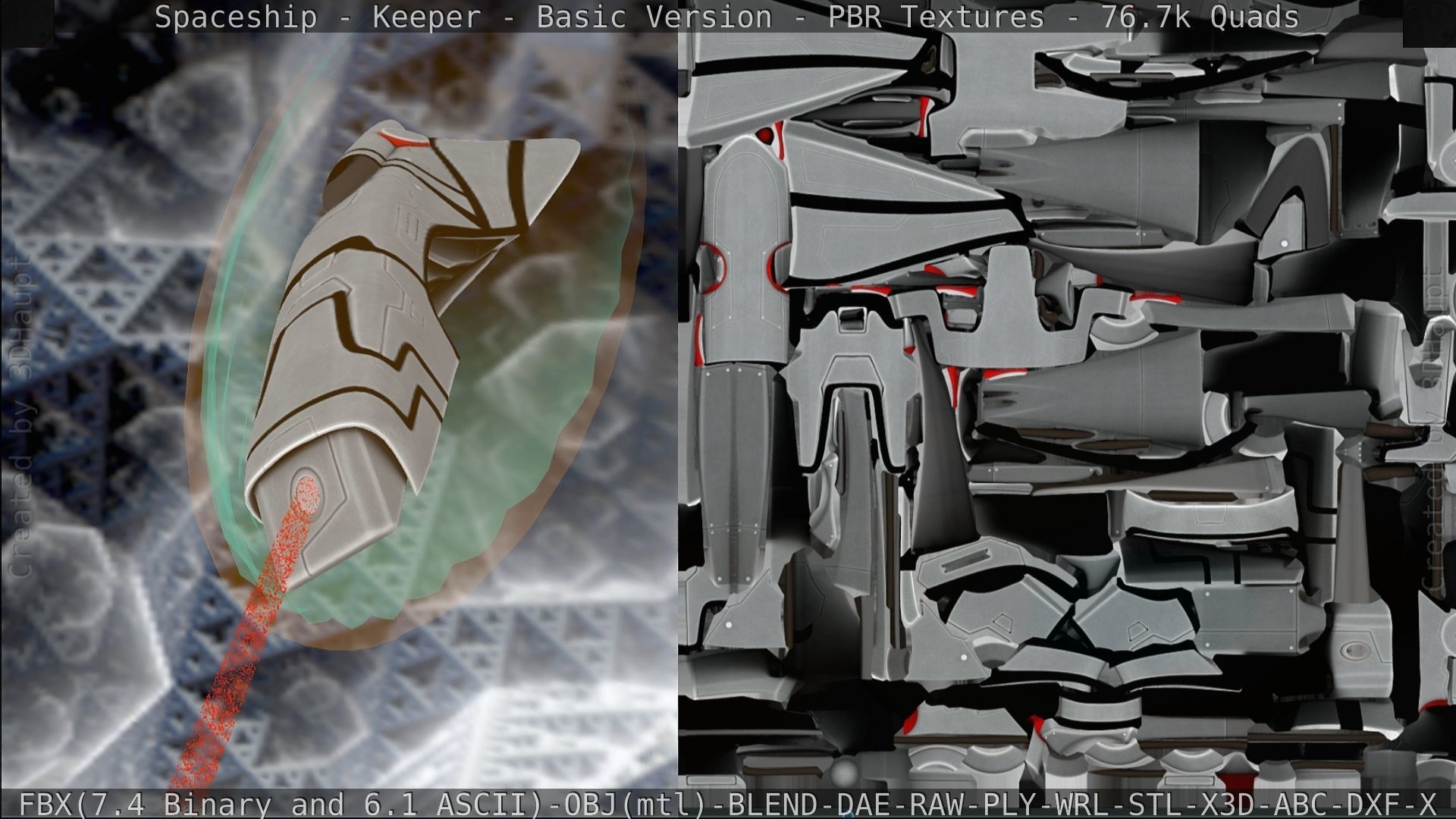 Spaceship  - Keeper - Basic Version Low-poly 3D model_204