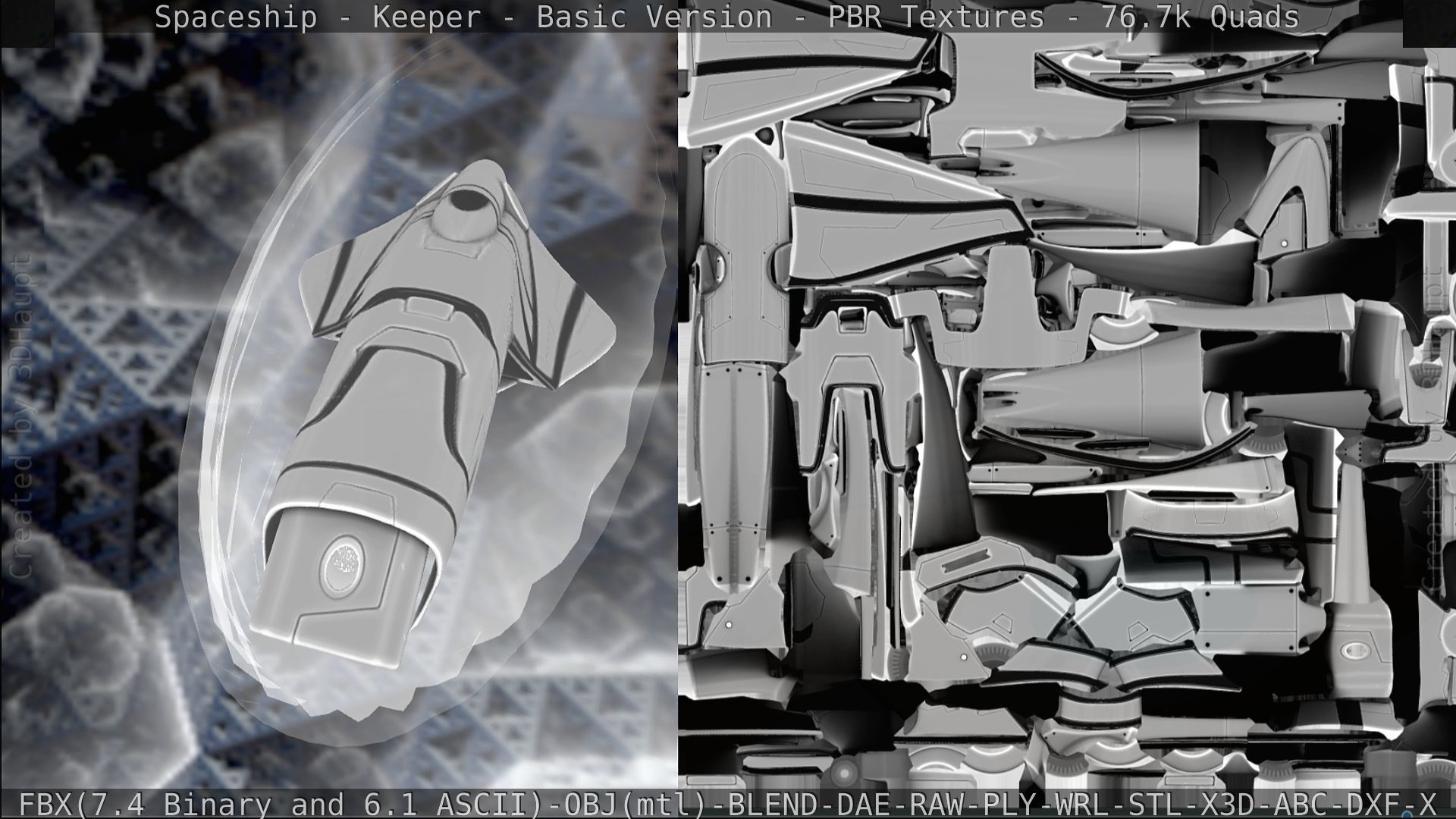 Spaceship  - Keeper - Basic Version Low-poly 3D model_270