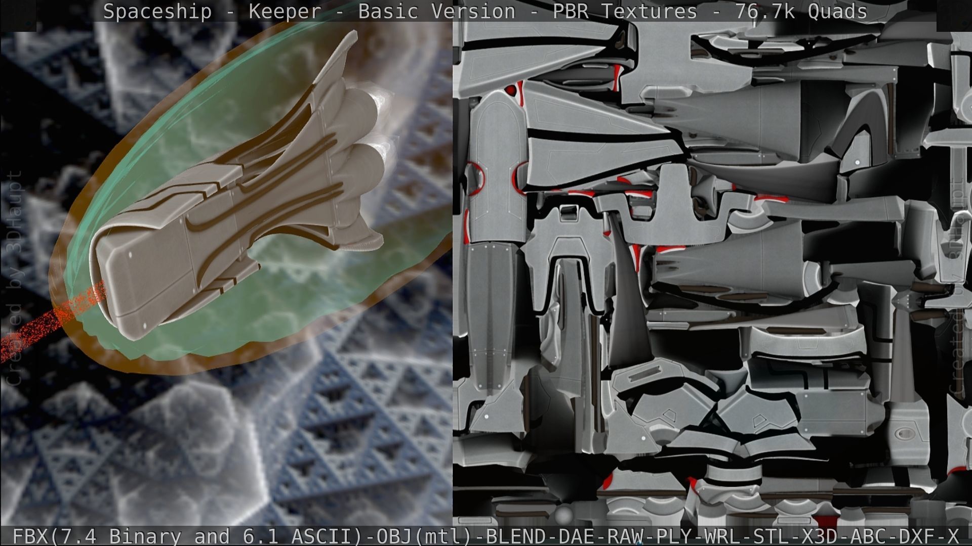 Spaceship  - Keeper - Basic Version Low-poly 3D model_205