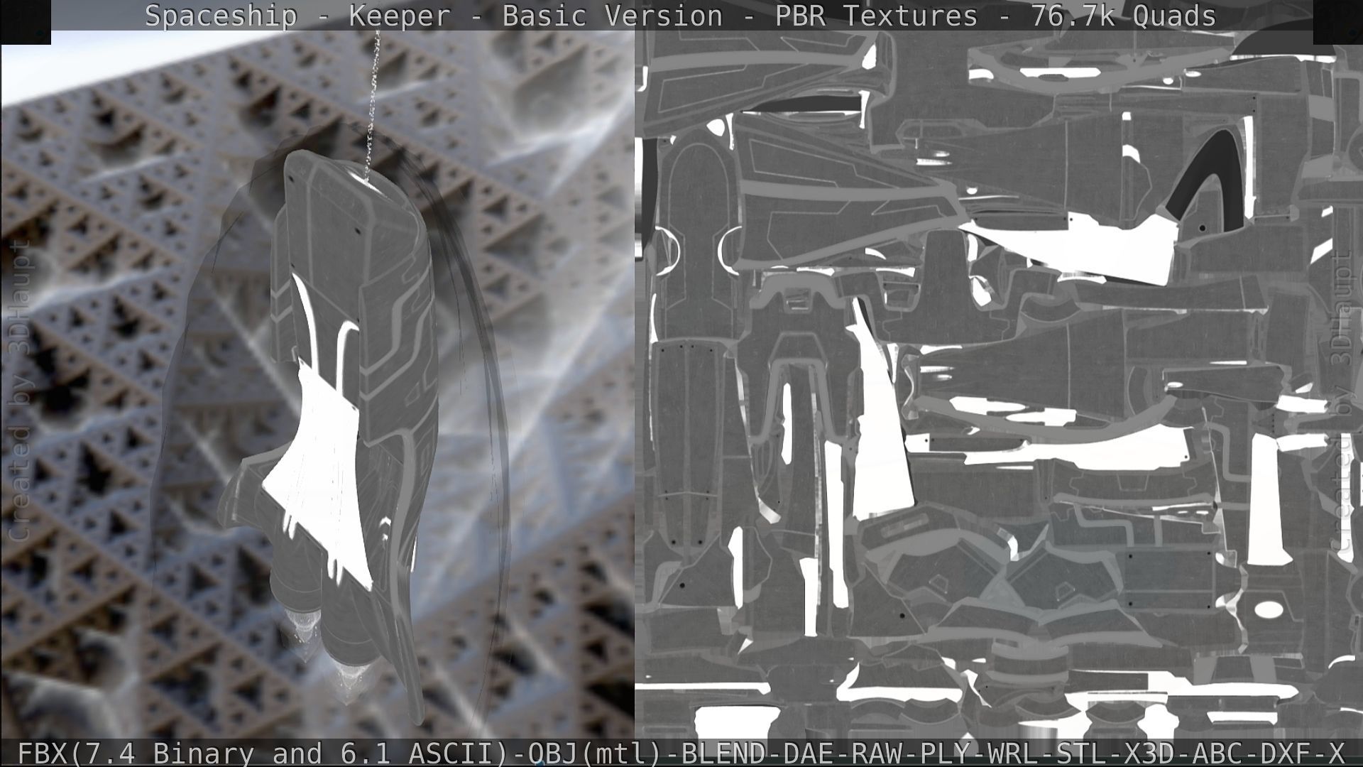 Spaceship  - Keeper - Basic Version Low-poly 3D model_228