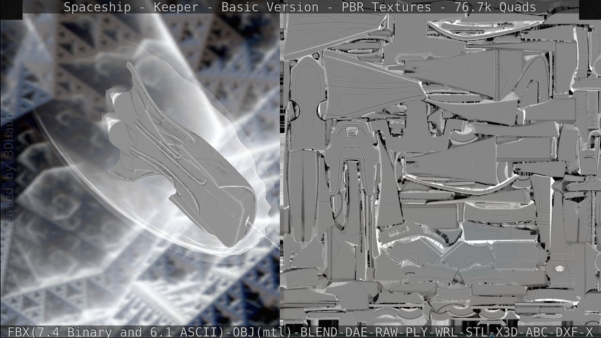 Spaceship  - Keeper - Basic Version Low-poly 3D model_299