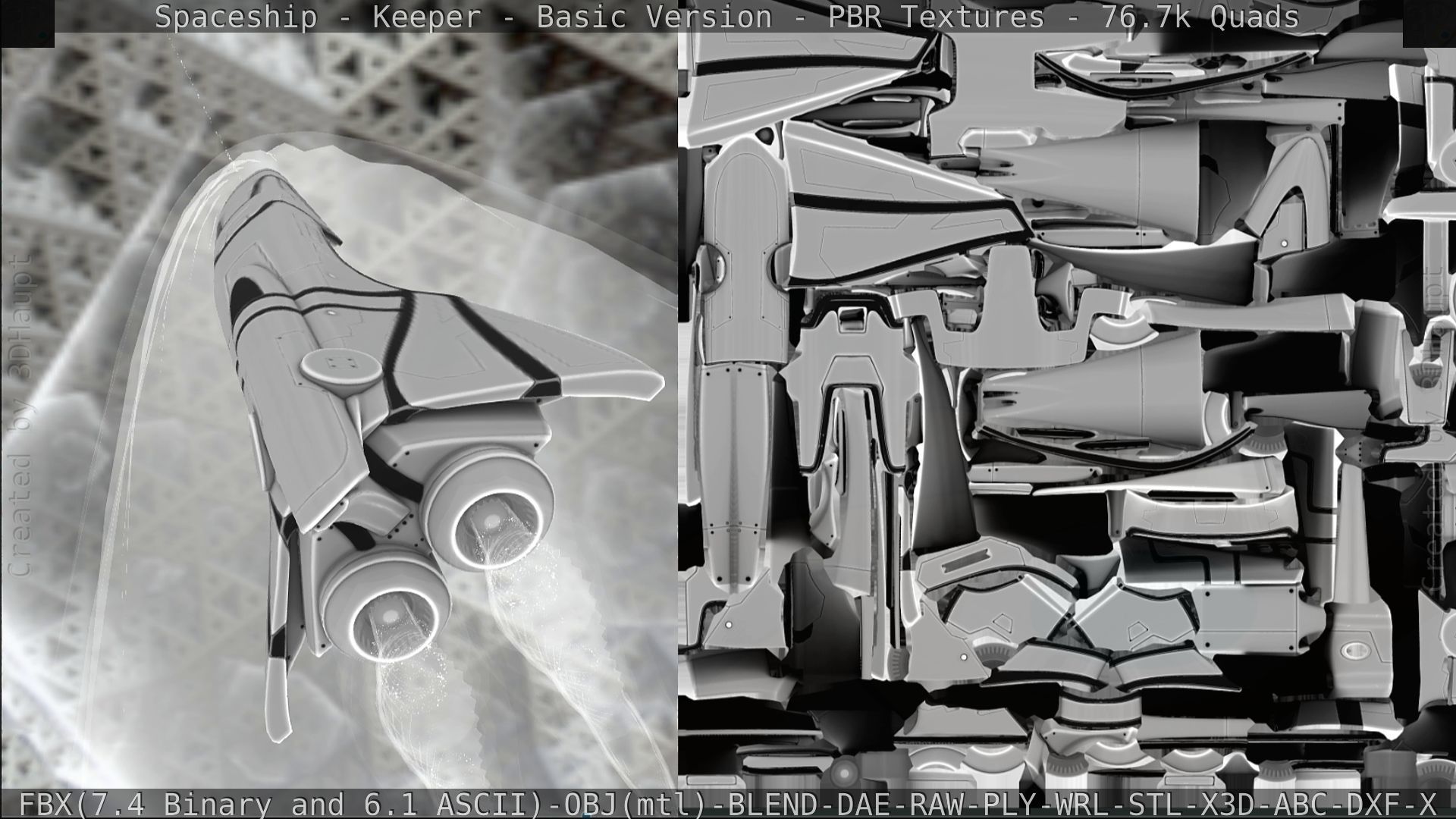 Spaceship  - Keeper - Basic Version Low-poly 3D model_289