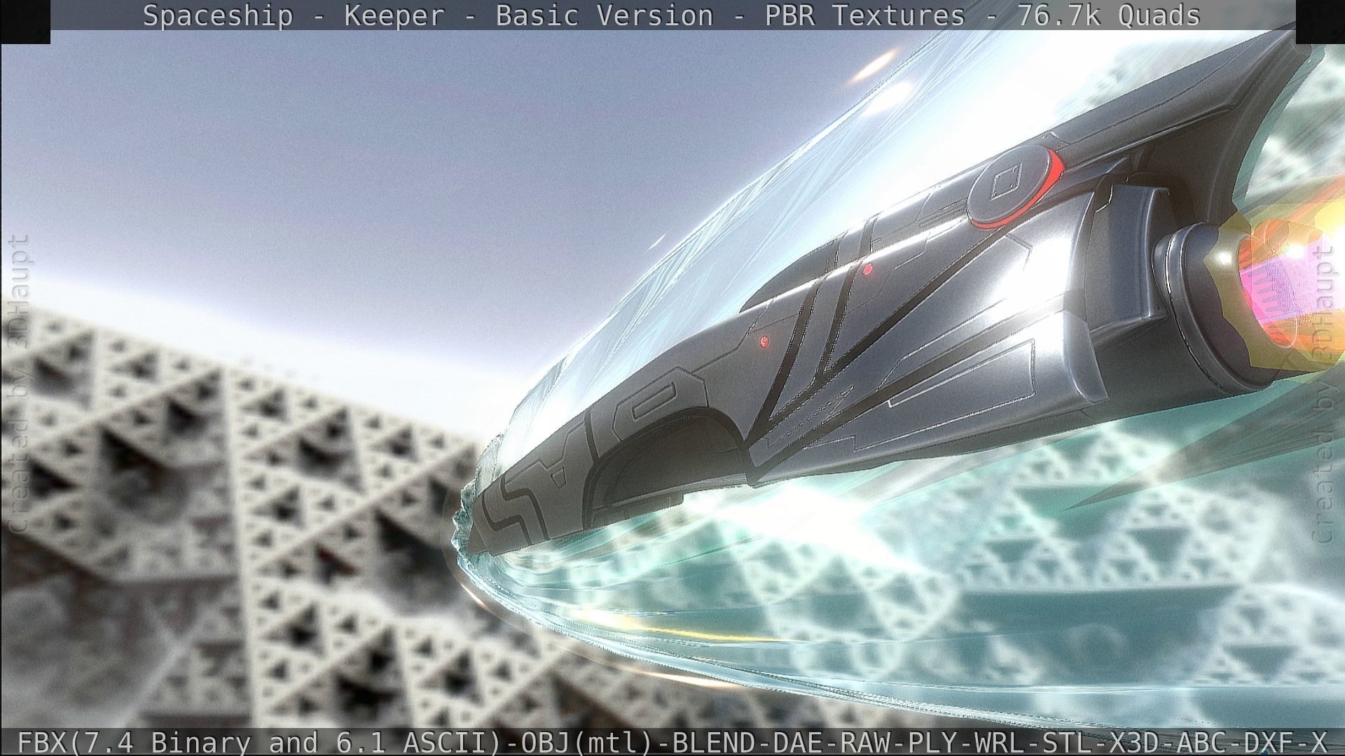 Spaceship  - Keeper - Basic Version Low-poly 3D model_339