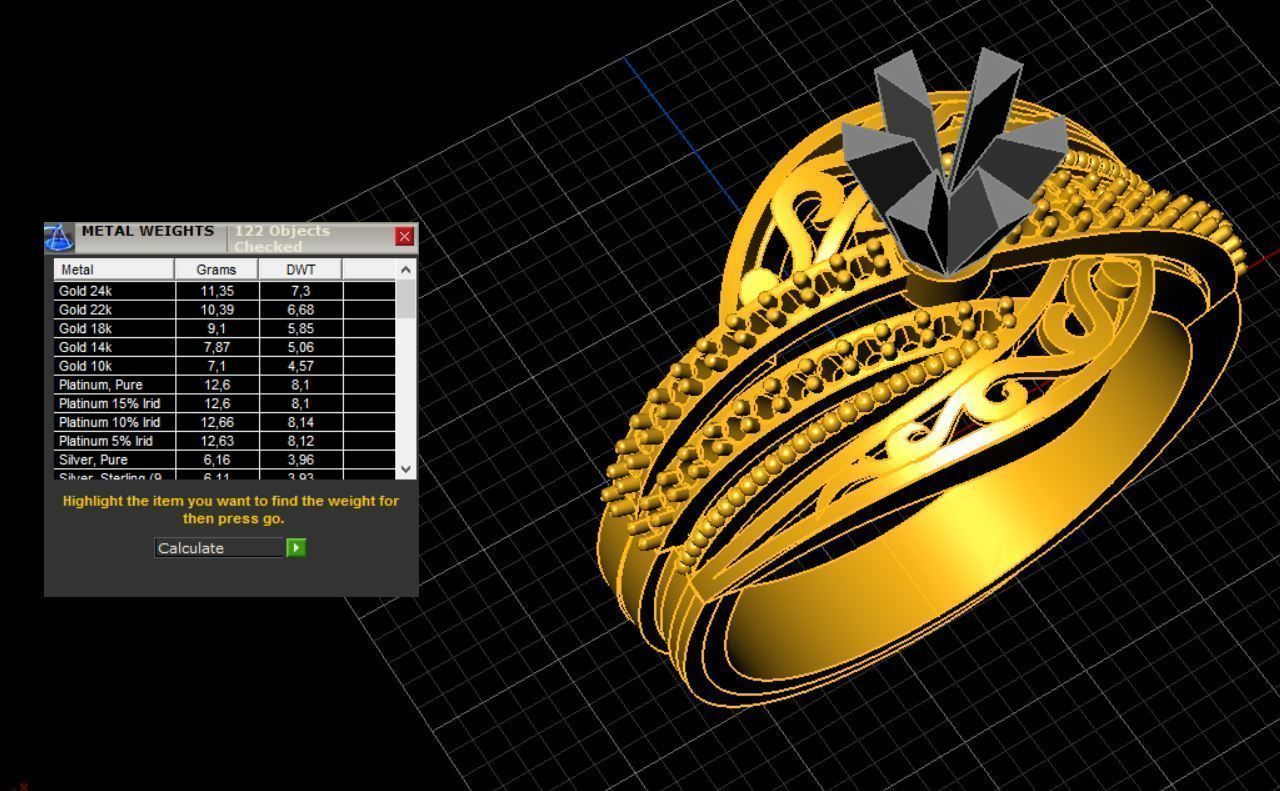 Ring wedding with amethyst stone 3D print model_4