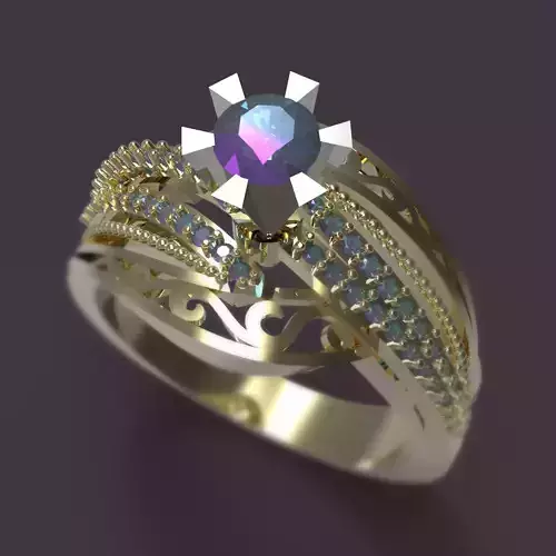 Ring wedding with amethyst stone 3D print model