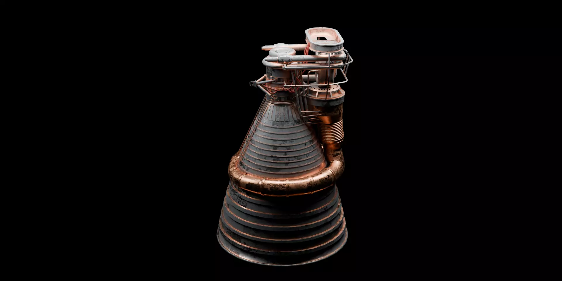 Saturn V F-1 Rocket Engine Cluster - Apollo Launch Booster 3D model