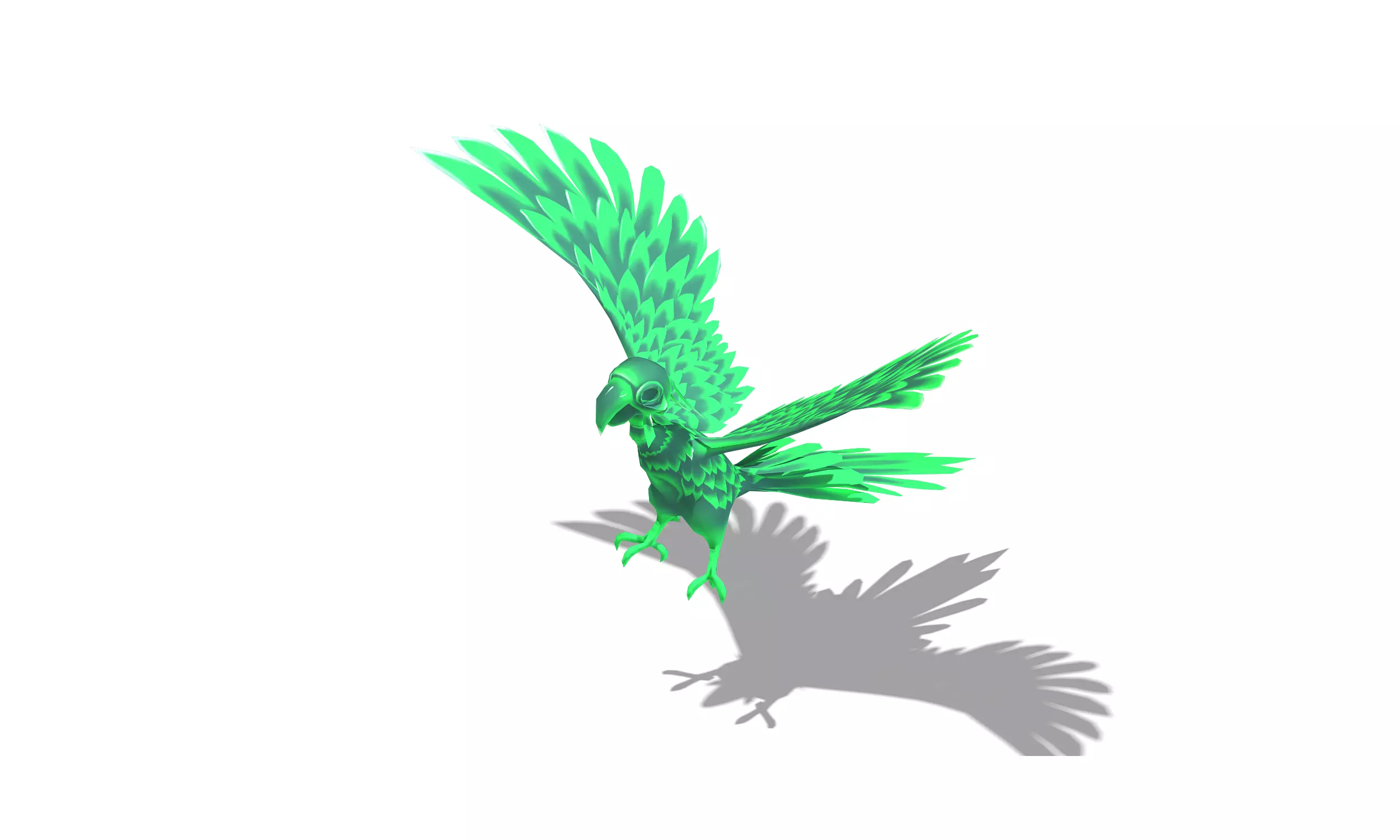 green Skull Parrot Light Effect Low-poly 3D model