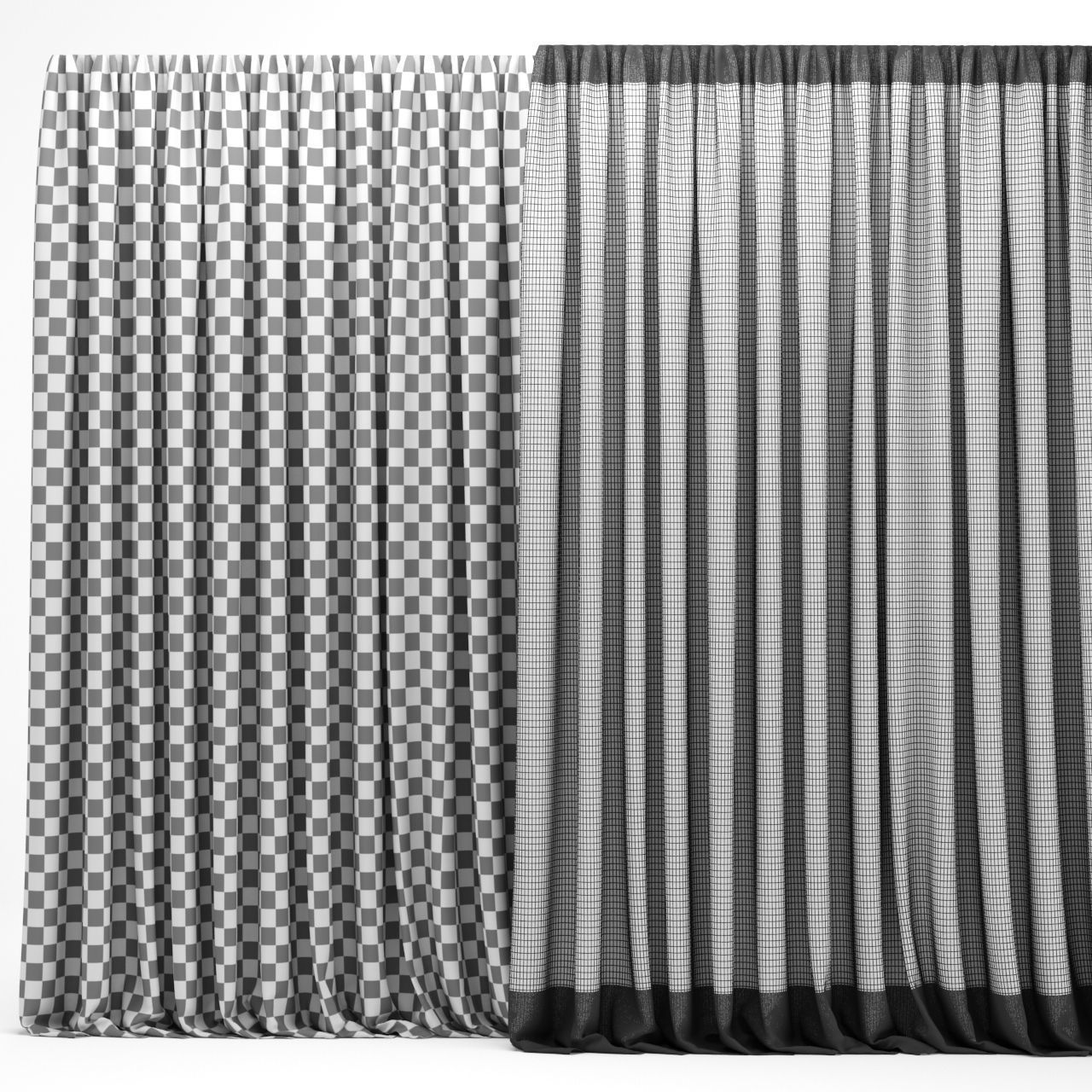 Modern curtain 2 Low-poly 3D model_2