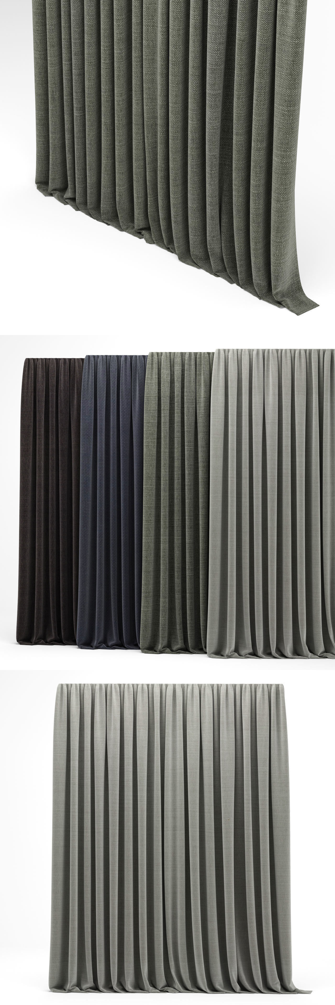 Modern curtain 2 Low-poly 3D model_1