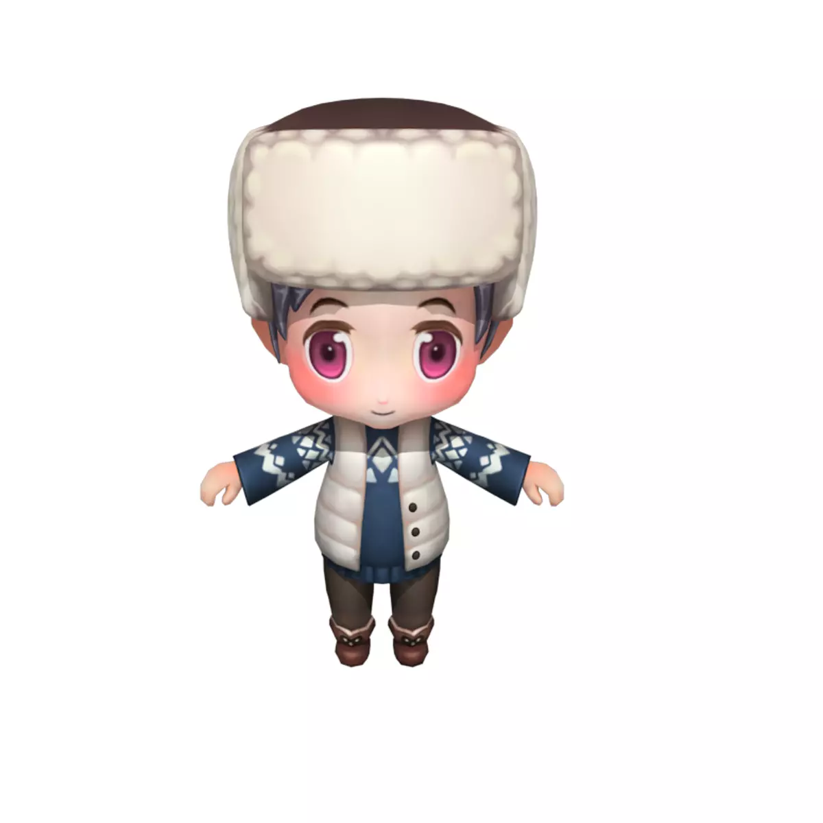 Little boy wearing a hat Low-poly 3D model