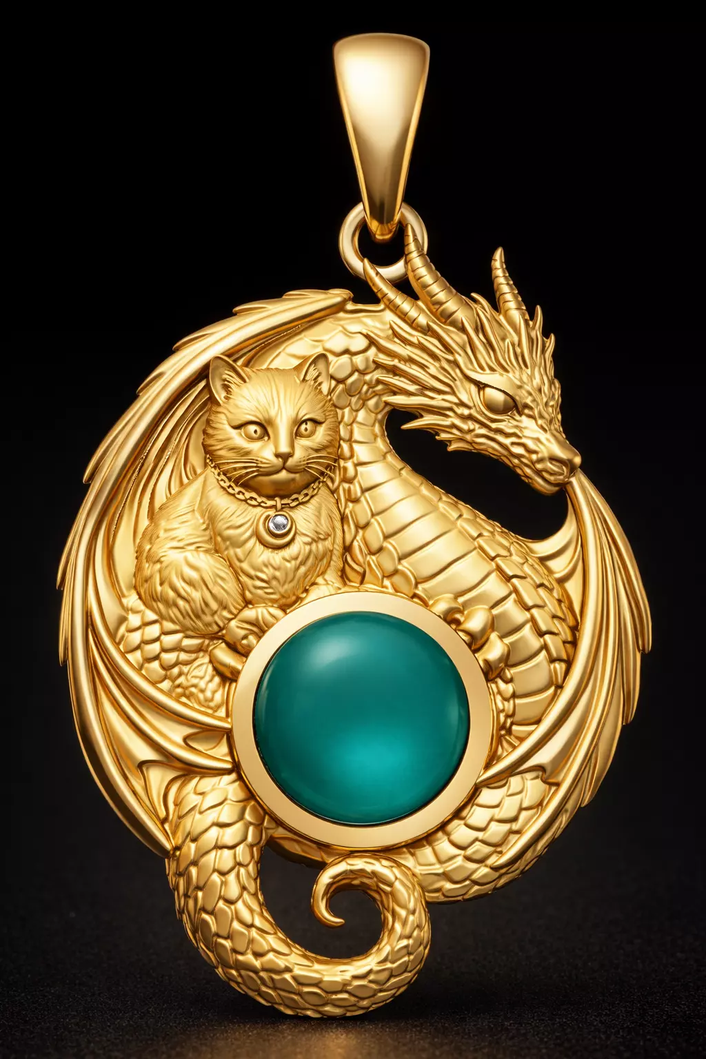 Dragon Cat Pendant with 8mm Stone STL Jewelry Model 3D print model