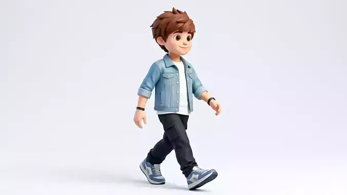 Stylized Cartoon Boy 3D Character Rigged with Animations