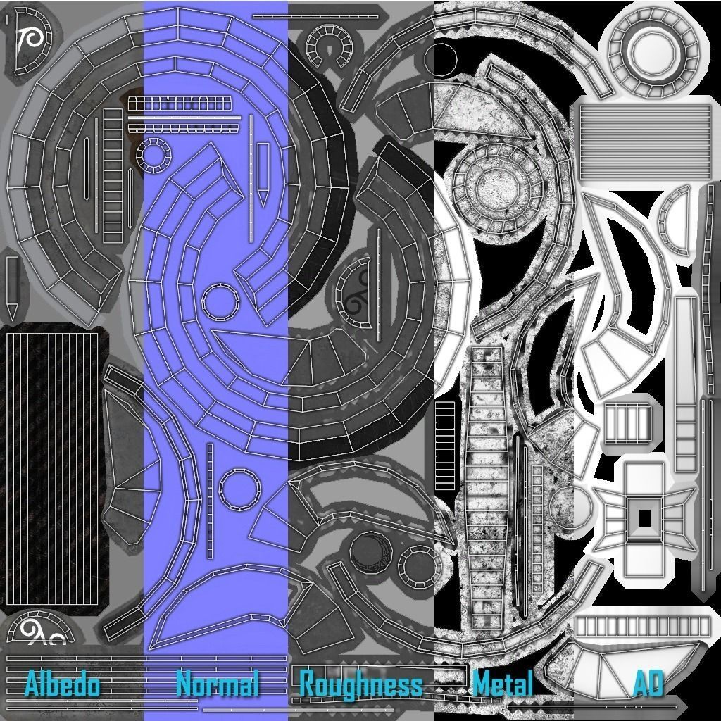 Metal Moon Axe 01 Low-poly 3D model_6