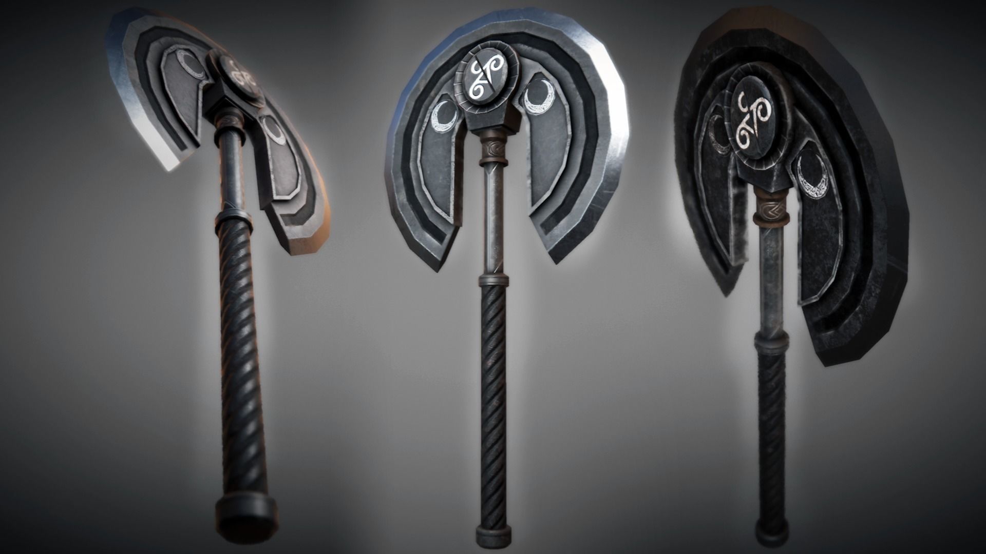 Metal Moon Axe 01 Low-poly 3D model_0