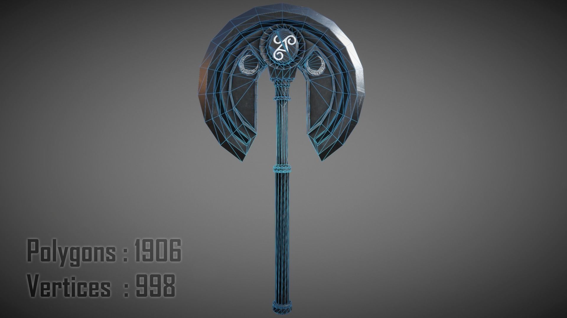 Metal Moon Axe 01 Low-poly 3D model_5