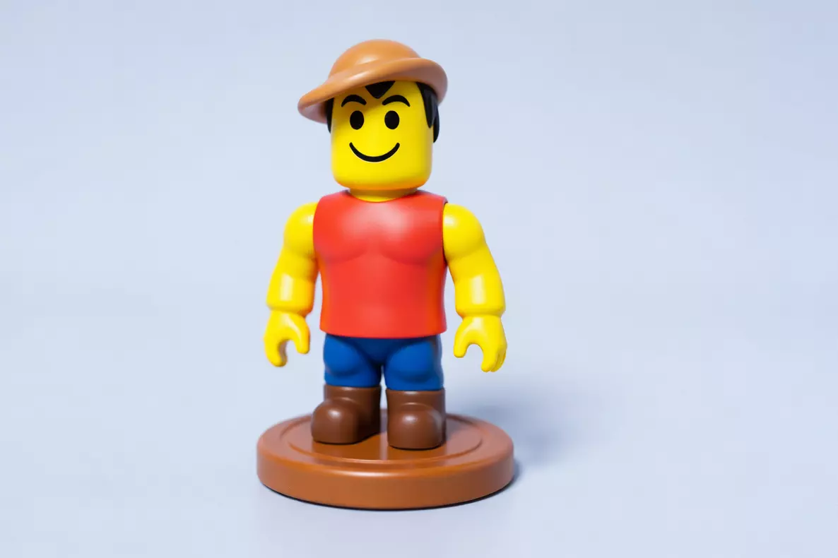 Block Figure Farmer Figurine with Round Display Base Free 3D print model