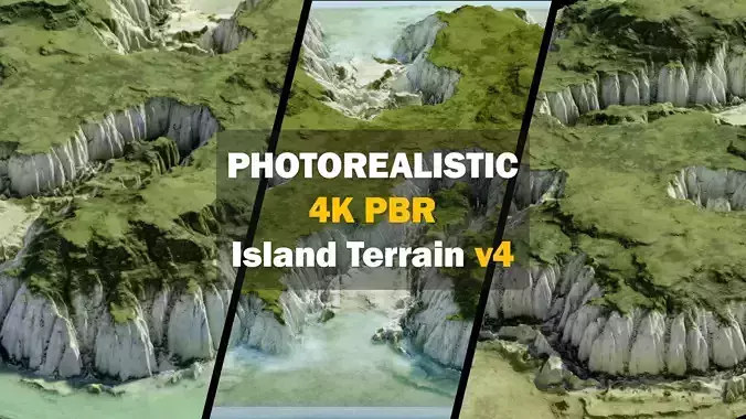 3D model Realistic Island 3D Terrain Environment PBR v2 VR / AR / low ...