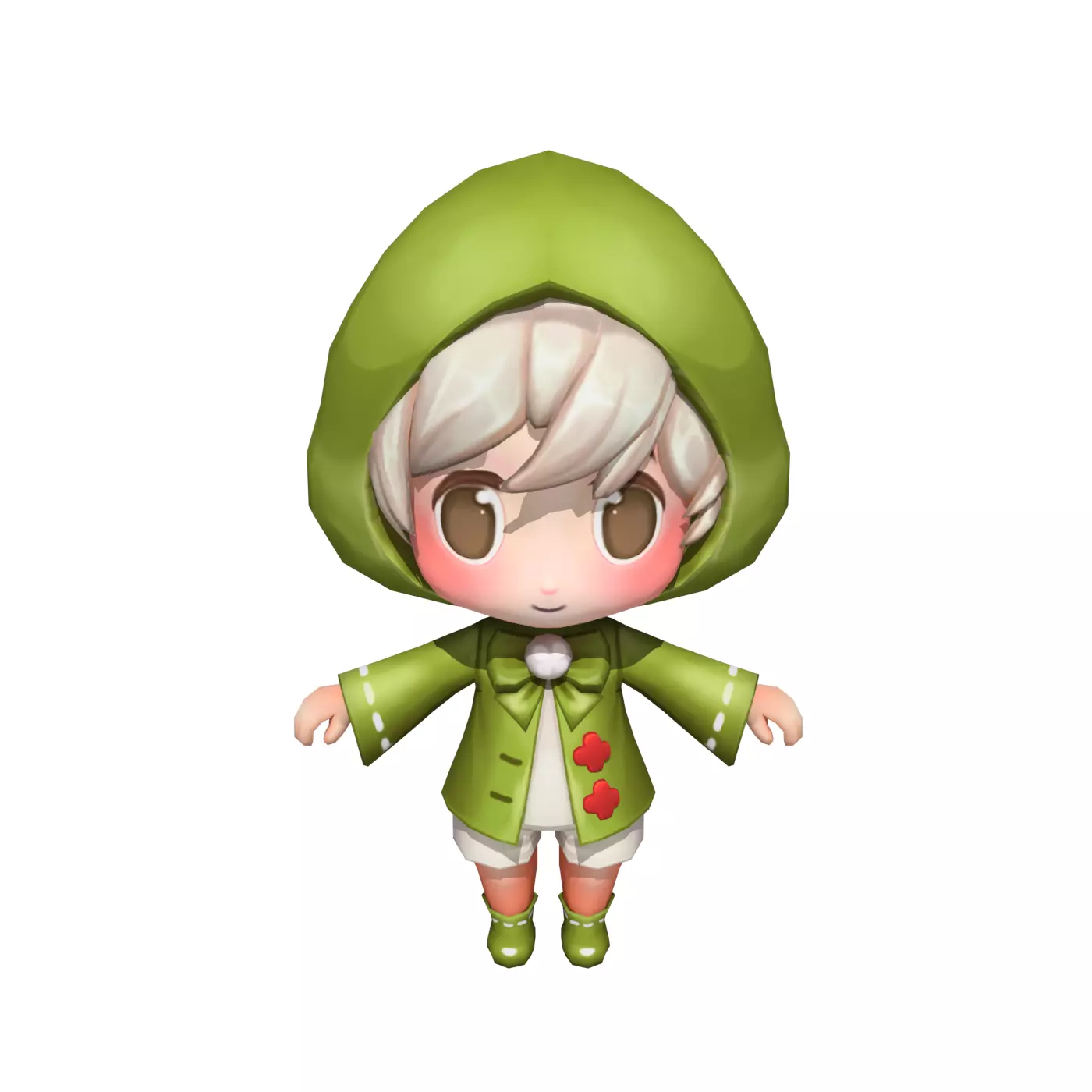 cartoon Green Hat Little Girl Low-poly 3D model