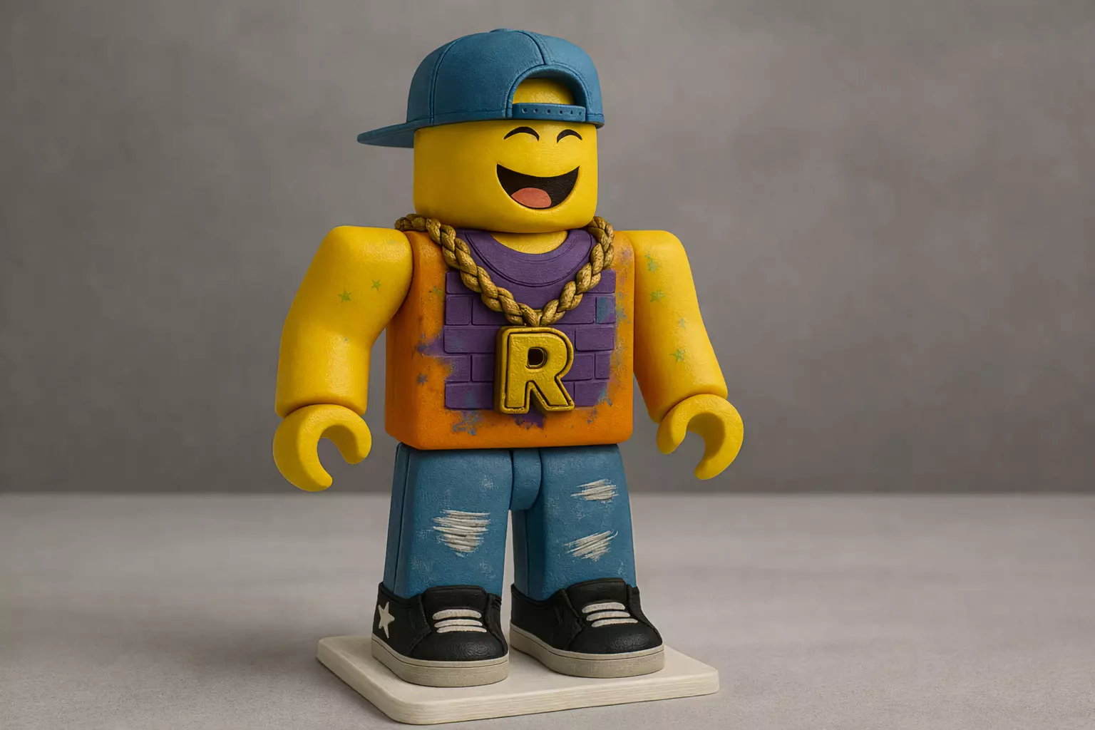 Block Style Streetwear Figurine with Chain Pendant 3D print model