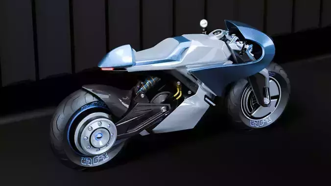 Sci-Fi Racing Motorcycle 3D model 5